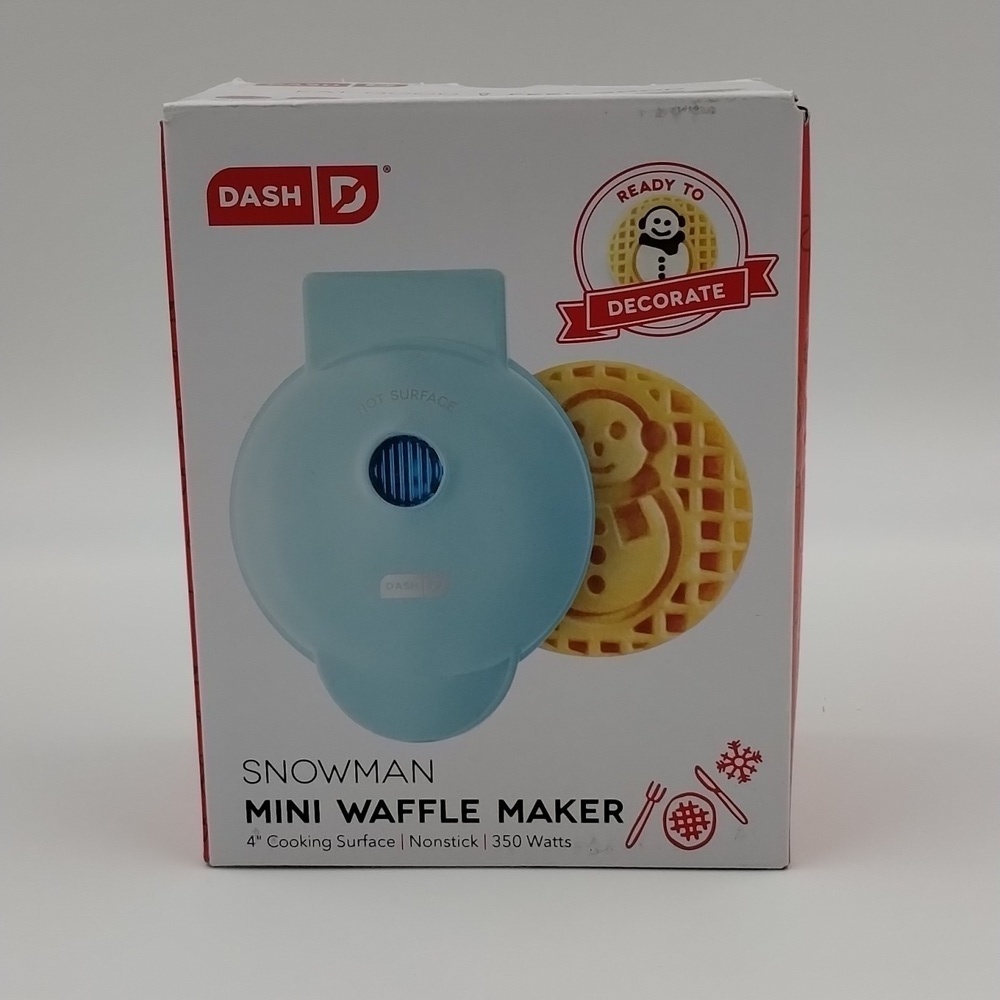 Dash Mini snowman waffle iron in box tiny waffles